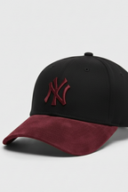 NY Maroon/Black Suede Cap