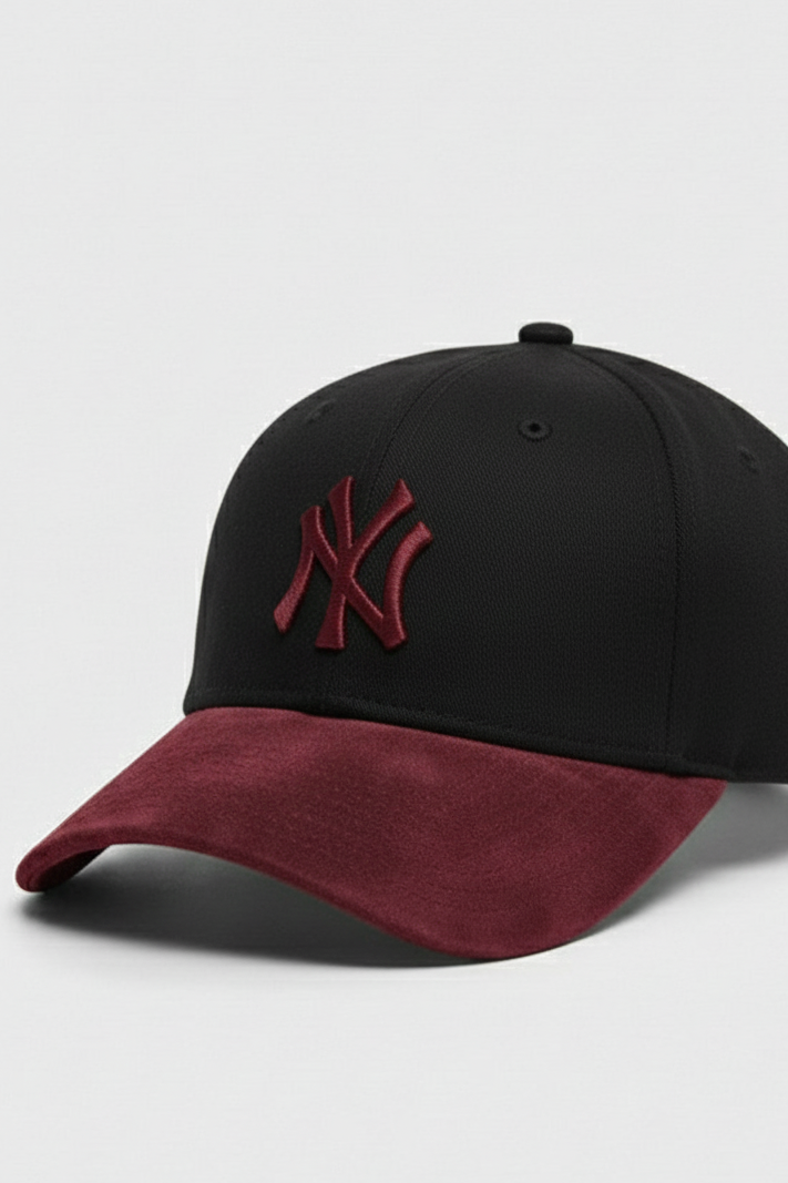 NY Maroon/Black Suede Cap