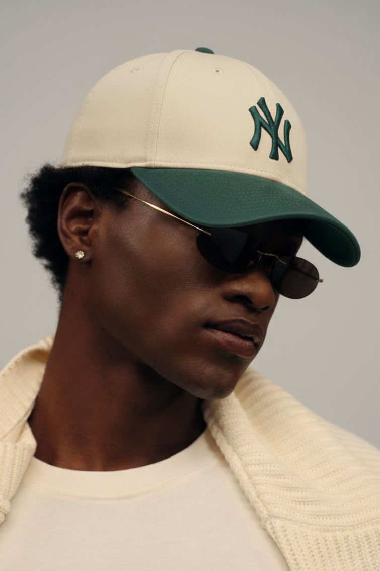 NY Green/Beige Suede Cap