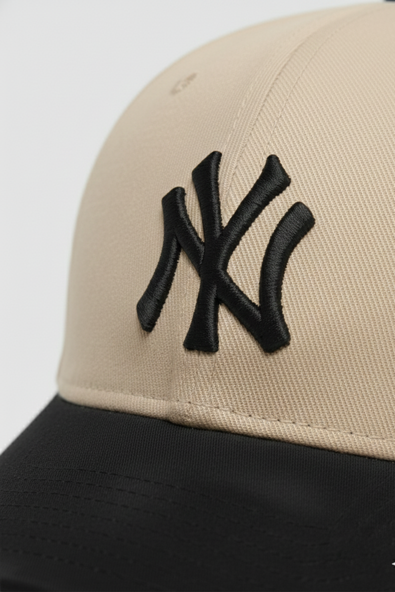NY Black/Beige Suede Cap