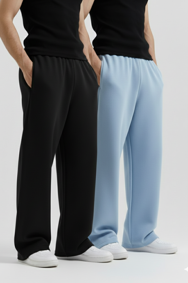 Pair of 2 Sky Blue/Black Baggy Sweatpant