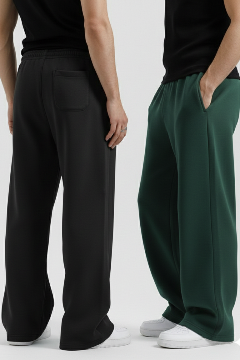 Pair of 2 Bottle Green/Black Baggy Sweatpant