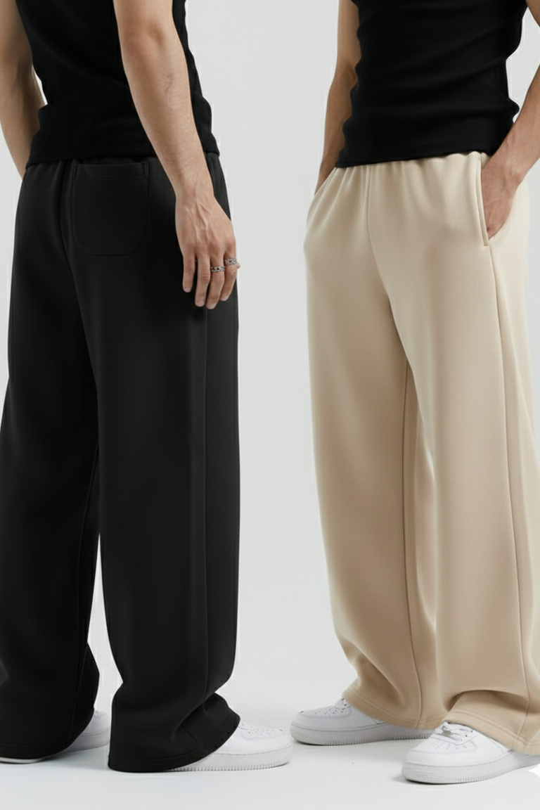 Pair of 2 Beige/Black Baggy Sweatpant